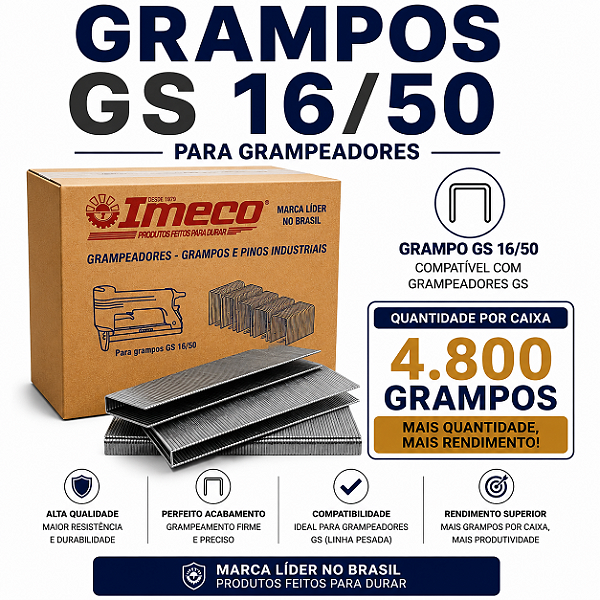 Grampo GS 16/50 - caixa c/ 9.600 mil grampos