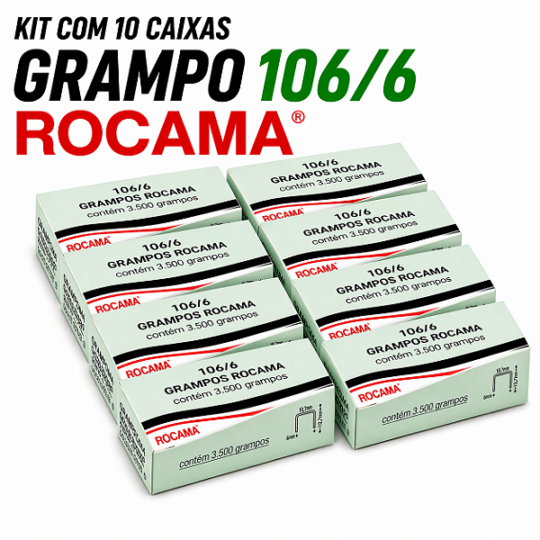 Kit 10 Caixas Grampos 106/6 Rocama 35.000 Grampos Galvanizado Atacado Revenda Estofaria Madeira
