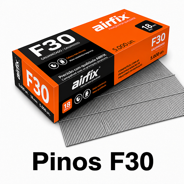 Pinos F30 Airfix 5.000 Pinos Tipo F Galvanizado Para Pinador Marcenaria Móveis MDF e Porta