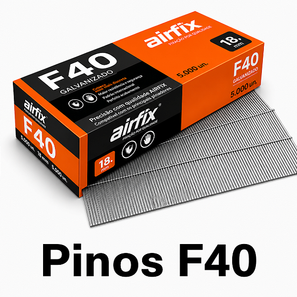 Pinos F40 Airfix 5.000 Pinos Tipo F Galvanizado Para Pinador Marcenaria Madeira Maciça e MDF