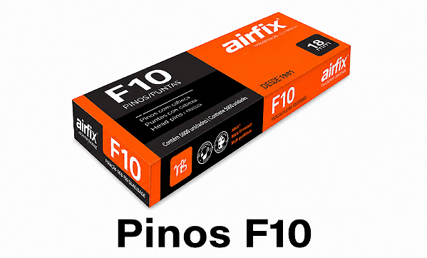 Pinos F10 Airfix 5.000 Unidades 18GA Galvanizado Para Pinador Marcenaria Acabamento Fino