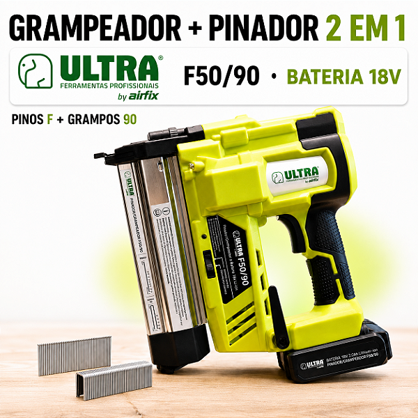 Grampeador E Pinador Ultra F50/90 18v 1 Bateria Maleta