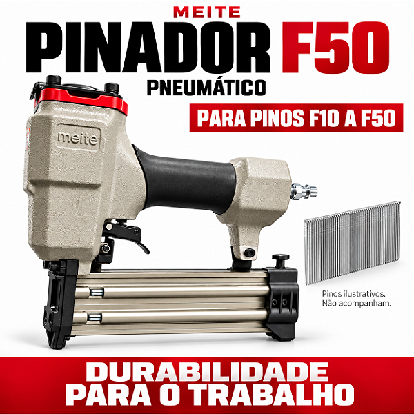 Pinador Pneumático Meite F50 Profissional para Pinos F até 50mm Leve e Durável para Marcenaria e Acabamentos