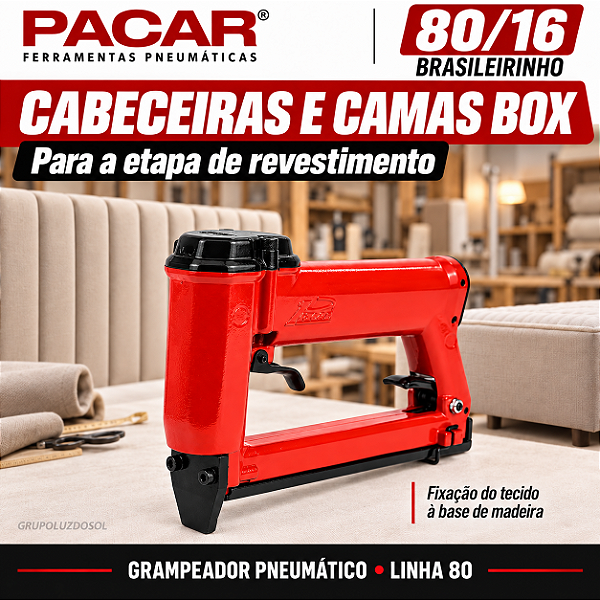 Grampeador Pneumático Pacar 80/16 Brasileirinho para Tapeçaria e Estofados
