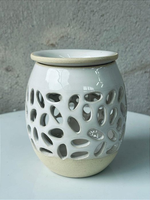 DIFUSOR AROMAS CERAMICA VAZADO BRANCO
