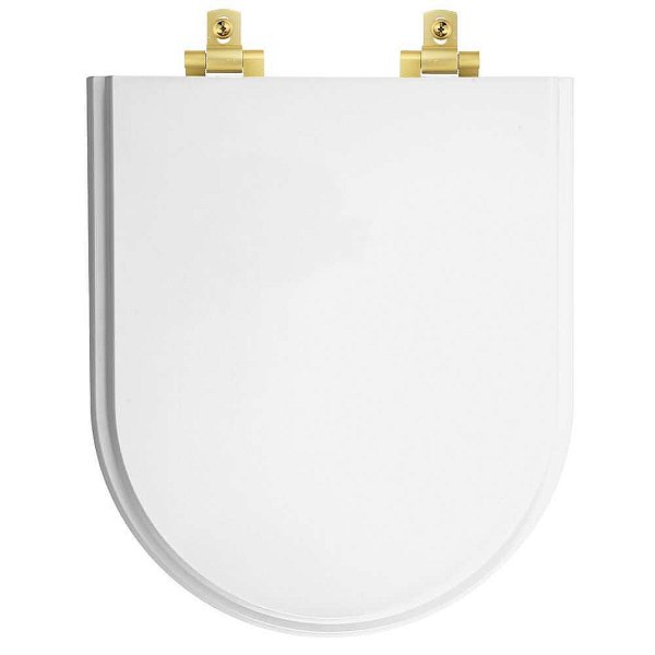 Assento Sanitário Laqueado Soft Close Belle Epoque Branco para vaso Deca com Ferragem Dourada
