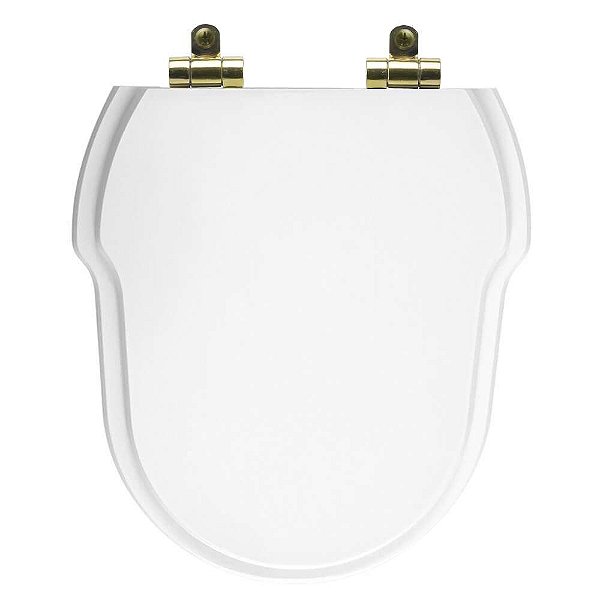 Tampa de Vaso Poliéster Com Fechamento Lento Hampton Branco para louça Incepa com Ferragem Dourada