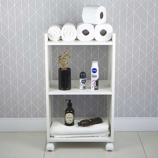 Estante Multiuso Armário Móvel para Banheiro com Rodinhas 40cm