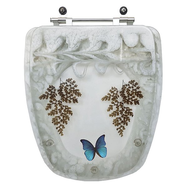 Assento Sanitário Poliester Monte Carlo Marmorizado Avenca com Borboleta para Vaso Deca
