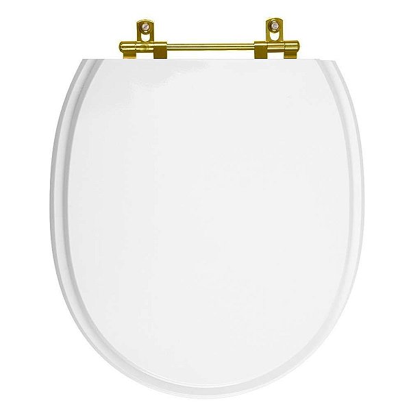 Assento Sanitario Poliester Village Branco Ferragem Dourada para Vaso Deca