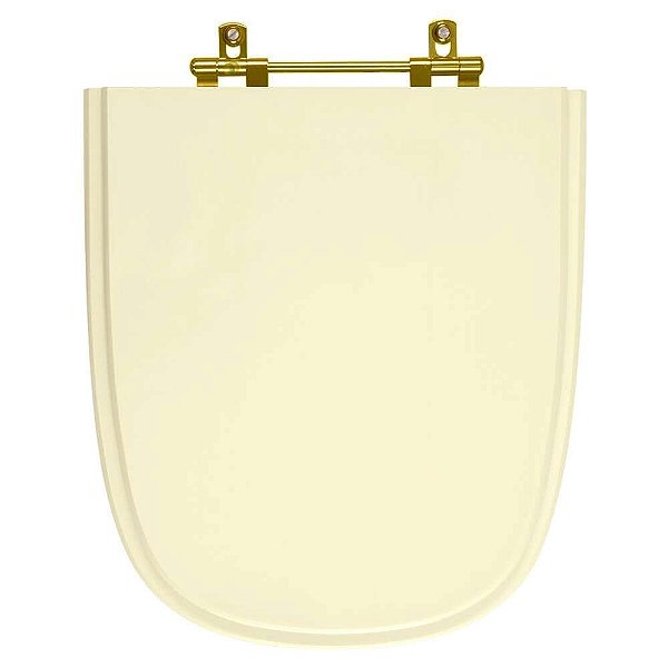 Assento Sanitario Poliester Ibiza Bone (bege Claro) Para Vaso Incepa Com Ferragem Dourada