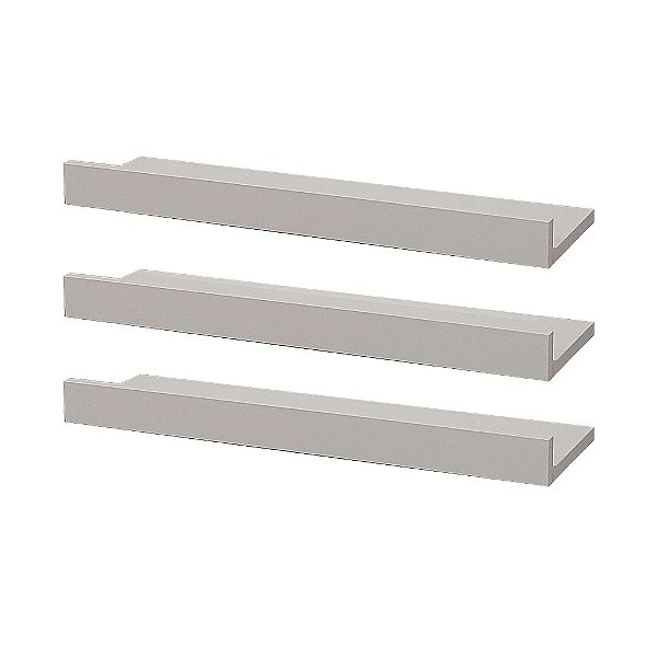 Kit 3 Prateleiras Porta Quadros 100 x 10cm Branca Suporte Invisível