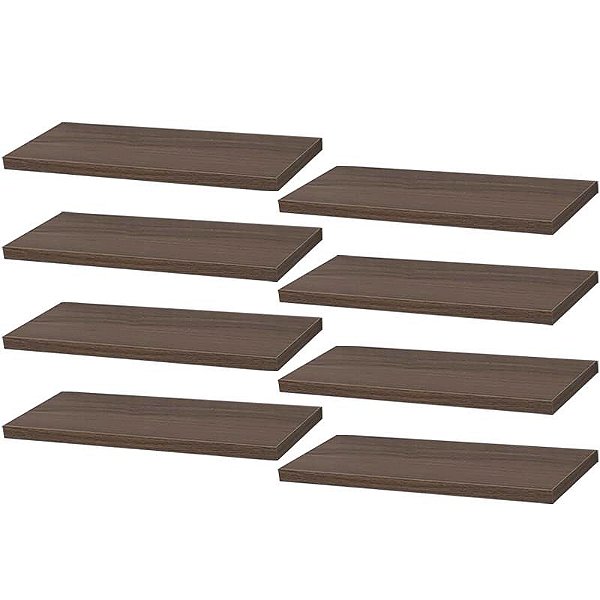 Kit 8 Prateleiras 40 x 10cm Nogal Suporte Invisível