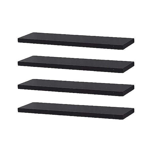 Kit 4 Prateleiras 40 x 10cm Preta Suporte Invisível