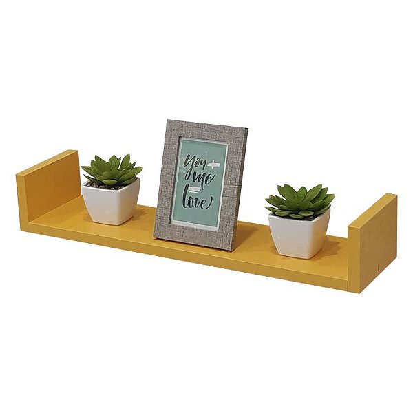 Prateleira U 70 x 10cm Amarela Suporte Invisível