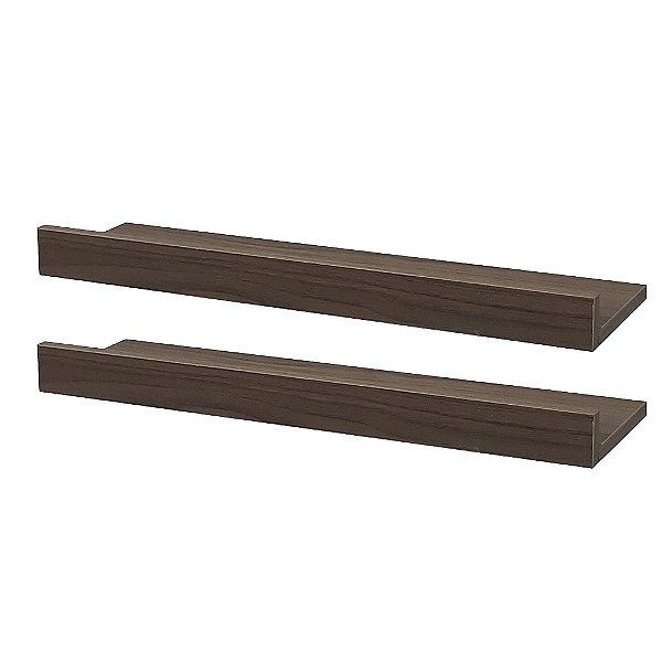 Kit 2 Prateleiras Porta Quadros 70 x 15cm Nogal Suporte Invisível
