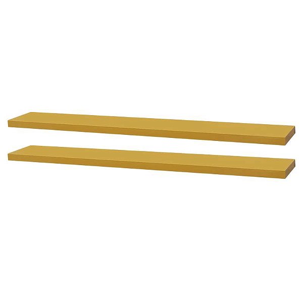 Kit 2 Prateleiras 50 x 20cm Amarela Suporte Invisível