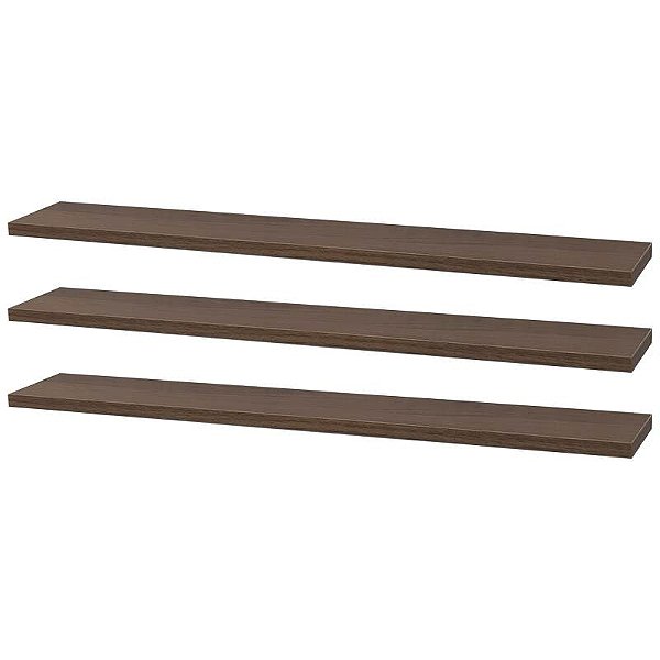 Kit 3 Prateleiras 50 x 20cm Nogal Suporte Invisível