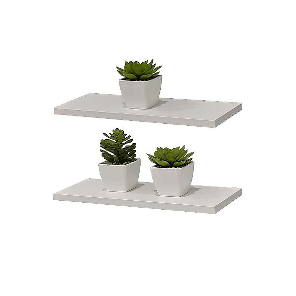 Kit 2 Prateleiras 40 x 15cm Branca Suporte Invisível