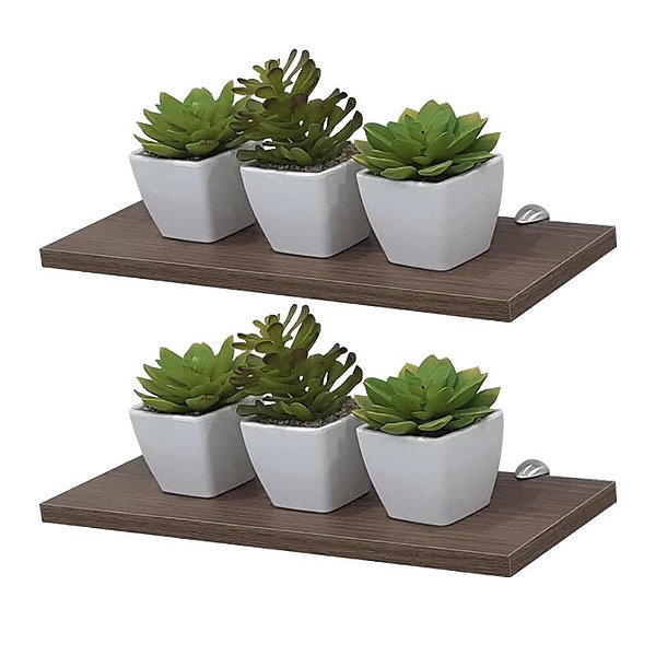 Kit 2 Prateleiras 40 x 15cm Nogal Com Suporte Tucano