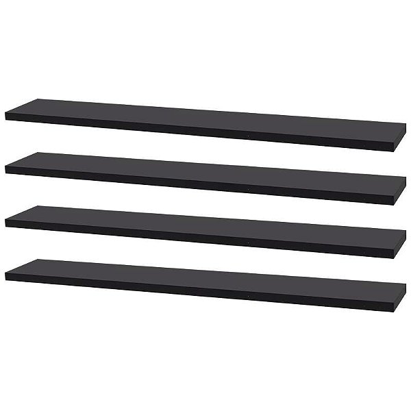Kit 4 Prateleiras 70 x 20cm Preta Suporte Invisível