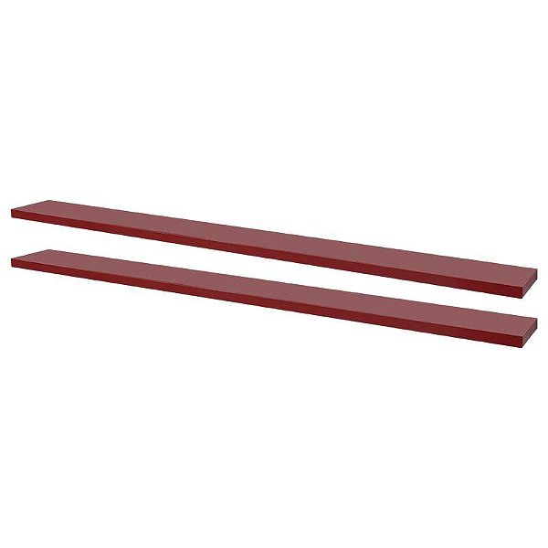 Kit 2 Prateleiras 100 x 20cm Vermelha Suporte Invisível