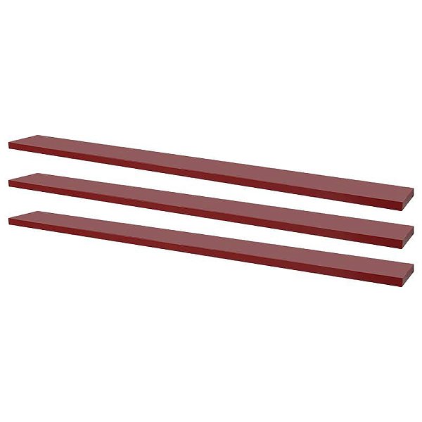 Kit 3 Prateleiras 100 x 20cm Vermelha Suporte Invisível