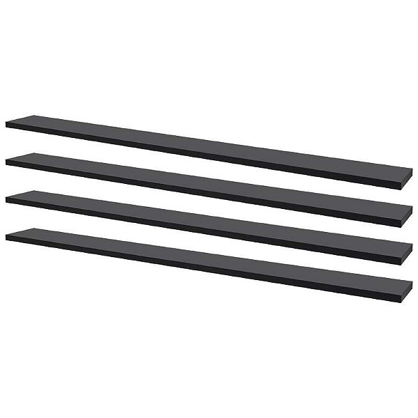 Kit 4 Prateleiras 90 x 10cm Preta Suporte Invisível