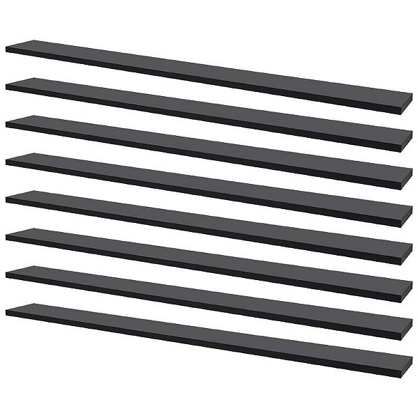 Kit 8 Prateleiras 90 x 10cm Preta Suporte Invisível