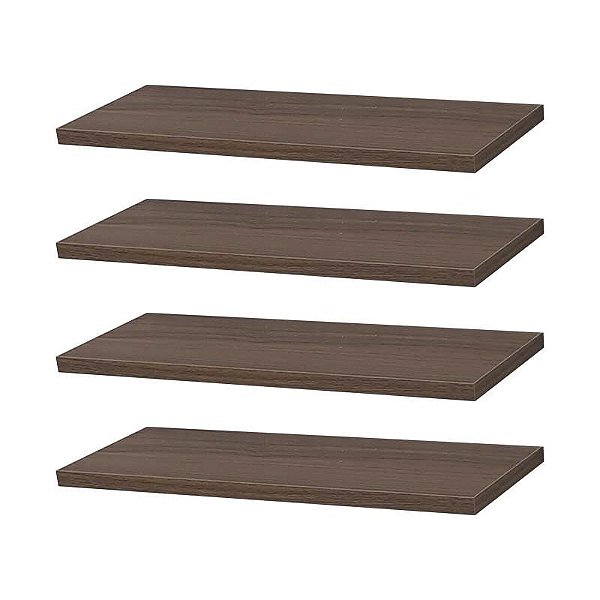 Kit 4 Prateleiras 30 x 10cm Nogal Suporte Invisível