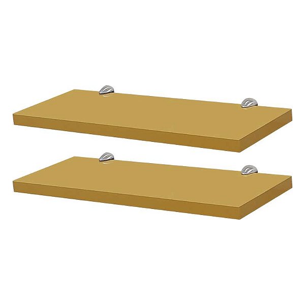 Kit 2 Prateleiras 30 x 15cm Amarela Com Suporte Tucano