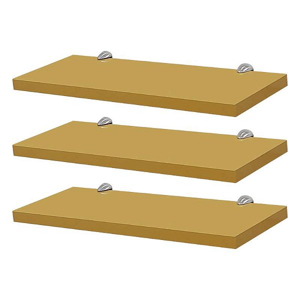 Kit 3 Prateleiras 30 x 15cm Amarela Com Suporte Tucano