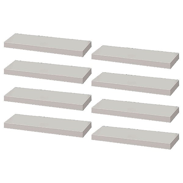 Kit 8 Prateleiras 30 x 15cm Branca Suporte Invisível