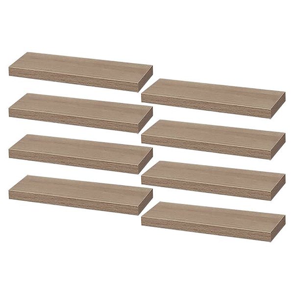 Kit 8 Prateleiras 30 x 15cm Carvalho Suporte Invisível