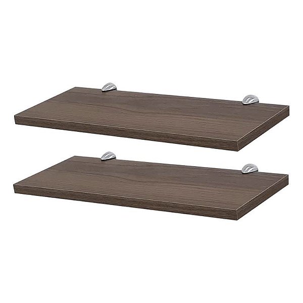 Kit 2 Prateleiras 30 x 15cm Nogal Com Suporte Tucano