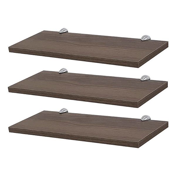 Kit 3 Prateleiras 30 x 15cm Nogal Com Suporte Tucano