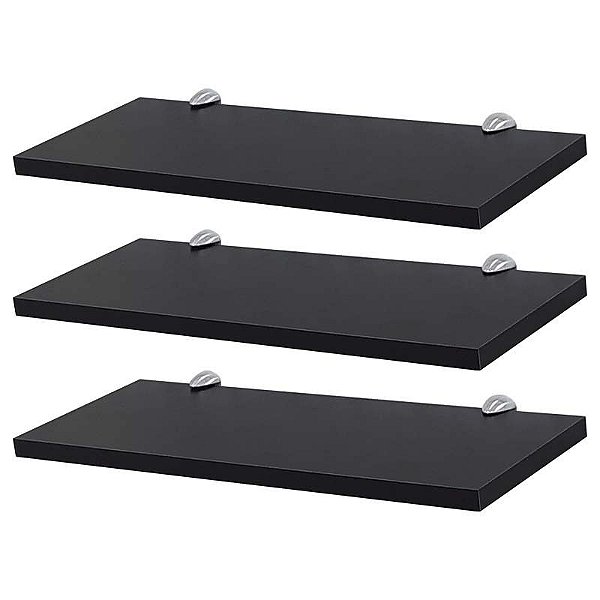 Kit 3 Prateleiras 30 x 15cm Preta Com Suporte Tucano