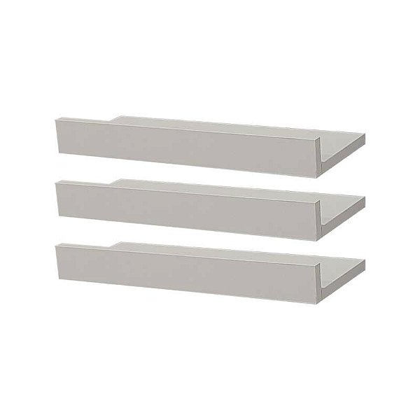 Kit 3 Prateleiras Porta Quadros 50 x 10cm Branca Suporte Invisível