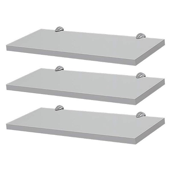 Kit 3 Prateleiras 50 x 15cm Branca Com Suporte Tucano