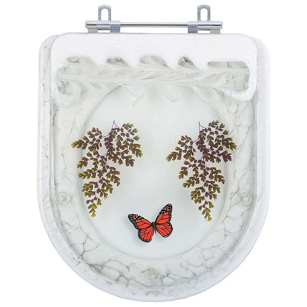 Assento Sanitario Decorado Borboleta Etna Branco para vaso Icasa