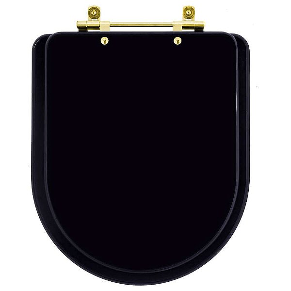 Assento Sanitário Link Preto Fosco para vaso Deca Com Ferragem Dourada
