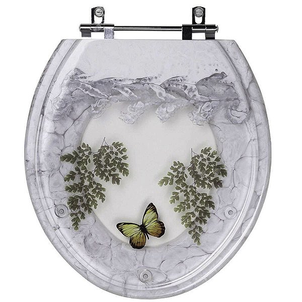 Tampa para Vaso Deca Convencional Branco com Borboleta Amarela