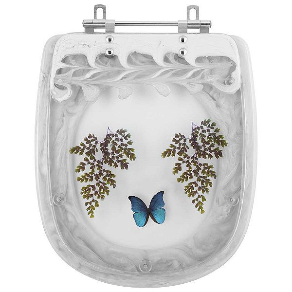 Tampa para Vaso Icasa Sabatini Branco com Borboleta Azul