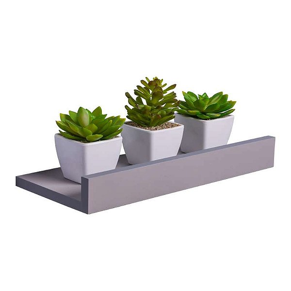 Prateleira Porta Quadros 40 x 10cm Cinza Claro Suporte Invisível