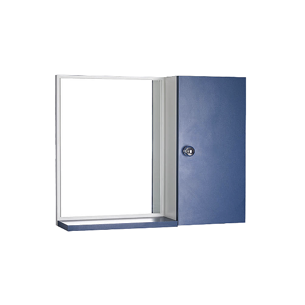 Espelho Com Armário Para Banheiro Cor Branco E Azul