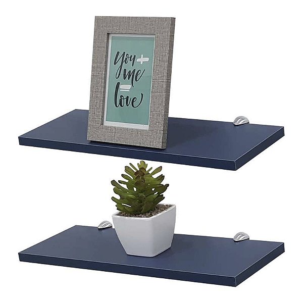 Kit 2 Prateleiras 60 x 15cm azul Com Suporte Tucano