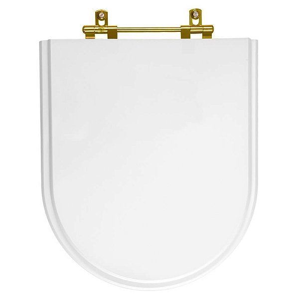 Tampa de Vaso Duomo Plus Branco para bacia Deca Com Ferragem Dourada