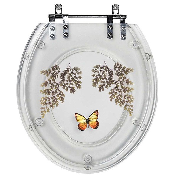 Tampa de Vaso Acrílico Transparente com Borboleta Amarela