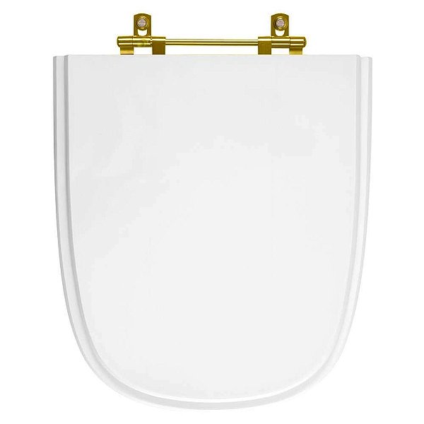 Tampa de Vaso Poliester Ibiza Branco para bacia Incepa Com Ferragem Dourada