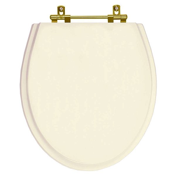 Tampa de Vaso Poliester Windsor Creme para bacia Deca Com Ferragem Dourada